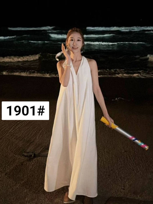 V-Neck Sleeveless Long Maxi Casual Dress With Pocket